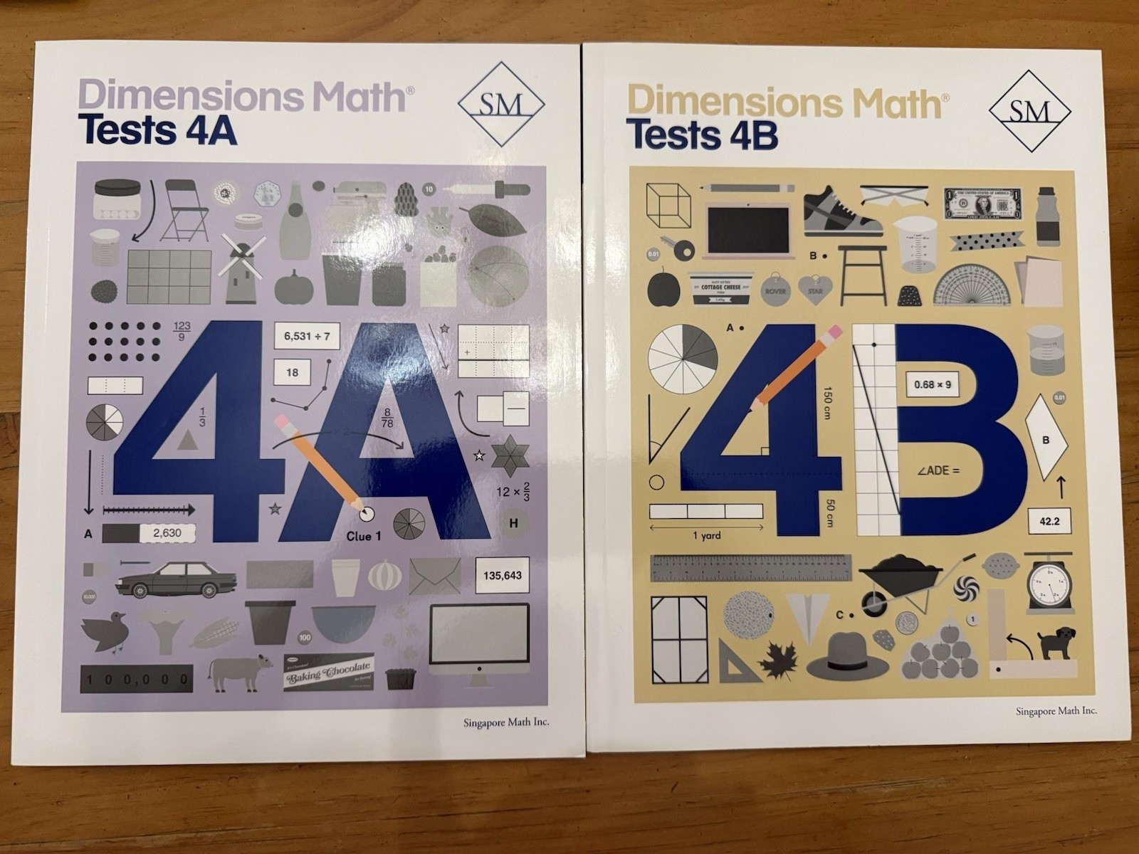 Dimensions Math Tests 4A & 4B Grade 4 Singapore Math Workbook Set NEW