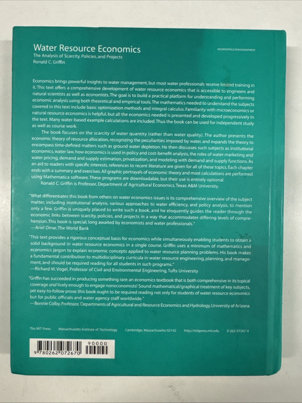 Water Resource Economics by Ronald Griffin