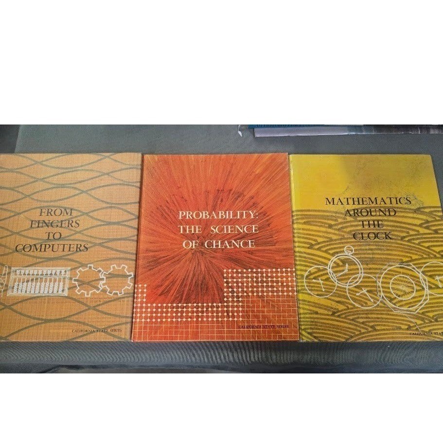 Vintage California State Series Math Books Lot of 3 Probability Computers Clock