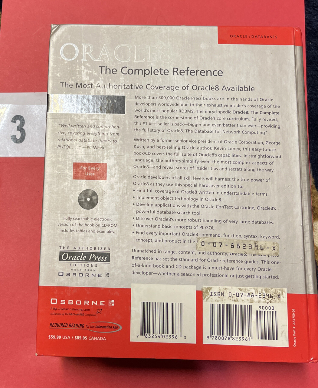 Oracle 8 The Complete Reference (Oracle Press) – Hardcover – GOOD