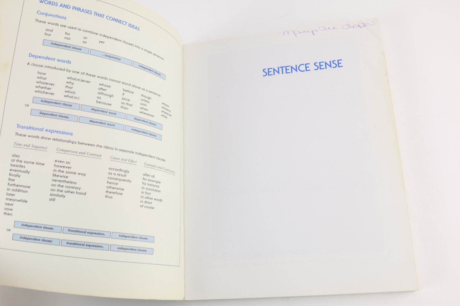 USED Book/Workbook Ten Steps to College Reading Skills & Sentence Sense Writting