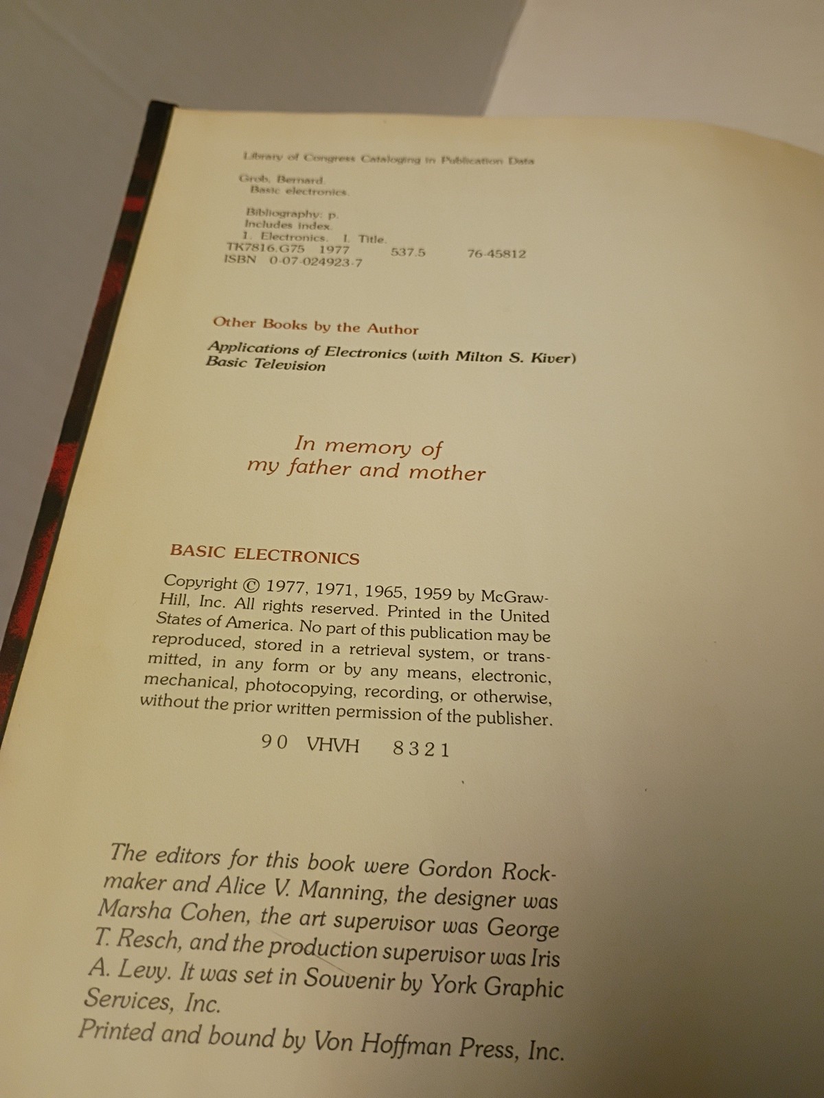 Grob Basic Electronics Fourth Hardcover Fourth Edition 1977