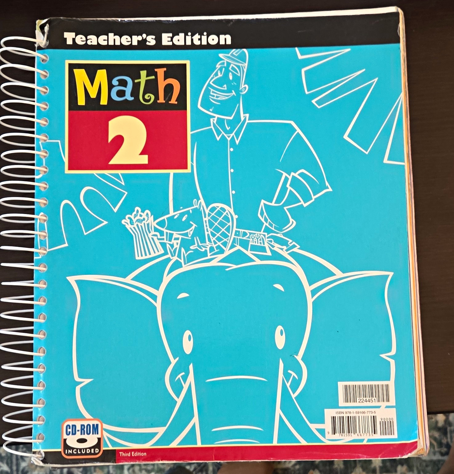 BJU Press Math 2 Teacher’s Edition 3rd Spiral CD-ROM Illustrated (Good)