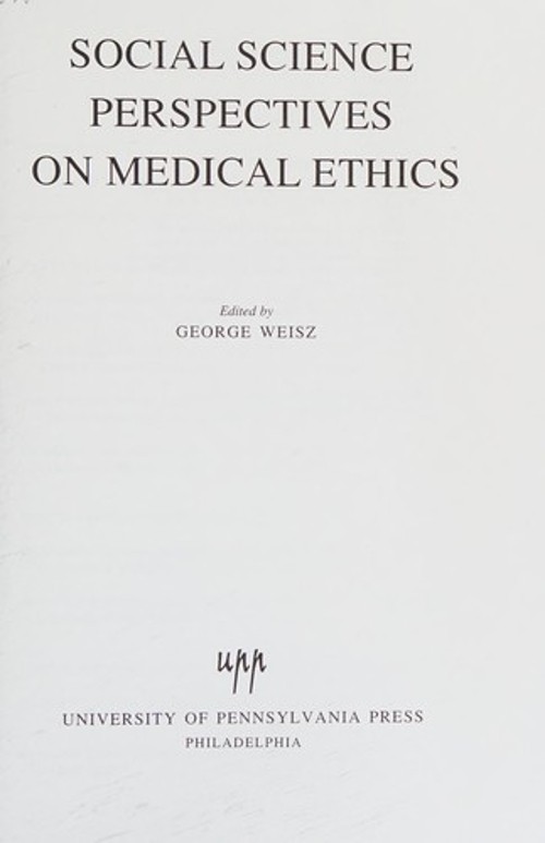 Social Science Perspectives on Medical Ethics Paperback