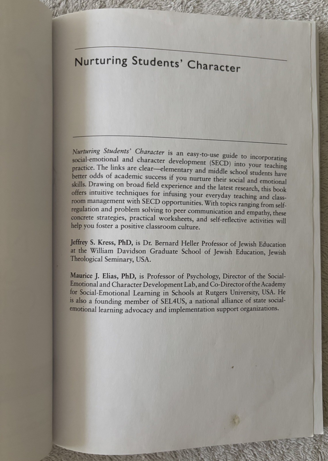 Nurturing Students’ Character: Everyday Teaching Activities, Kress/Elias, 2020