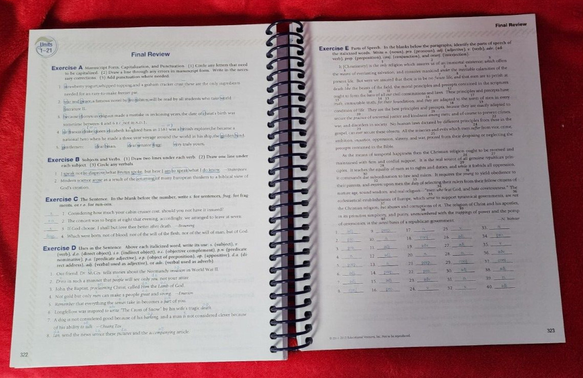 Abeka A Beka Book GRAMMAR & COMPOSITION Work-Text IV 4th Ed TEACHER KEY 16789410