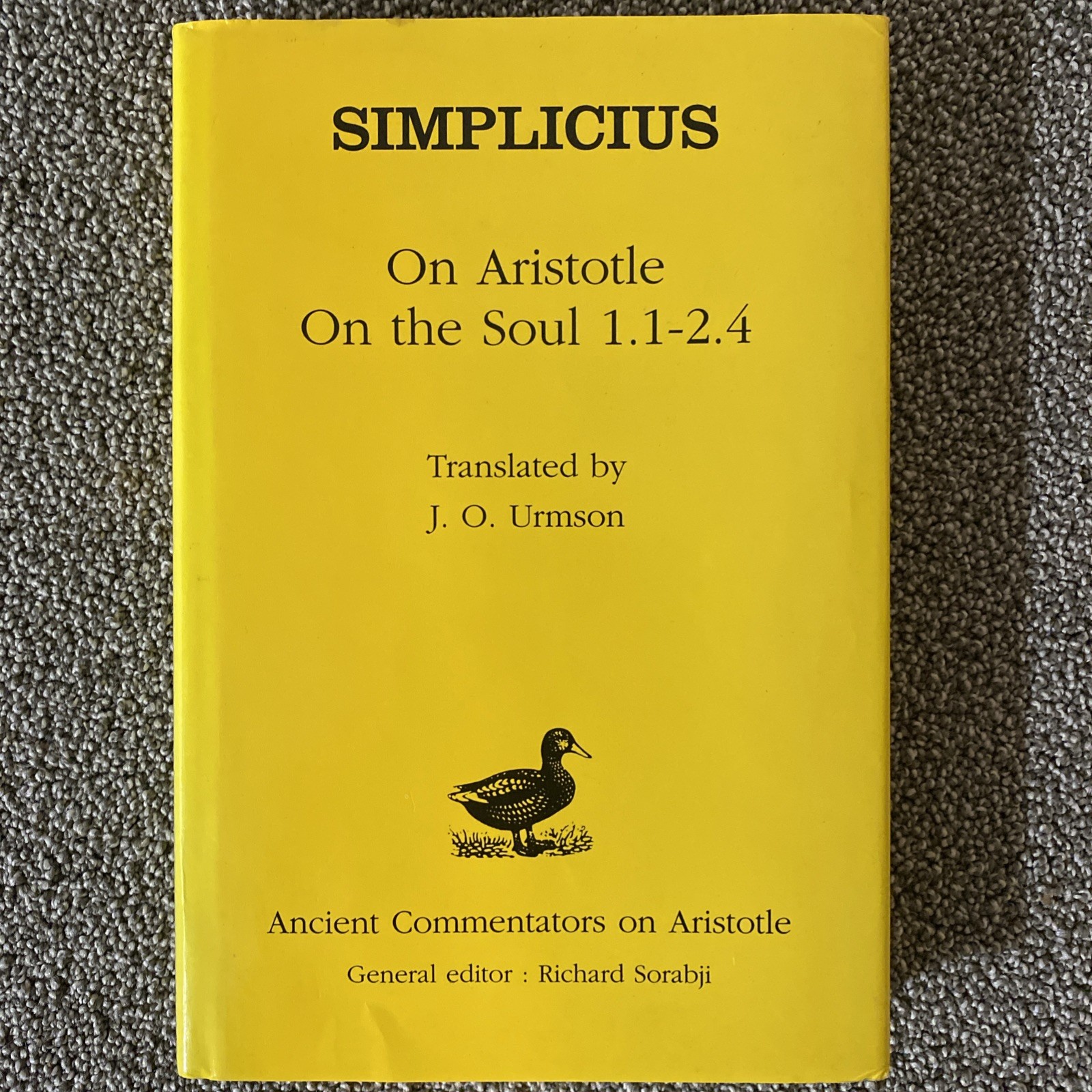 Simplicius, On Aristotle’s On The Soul, Duckworth, 1995 1st edition hardcover
