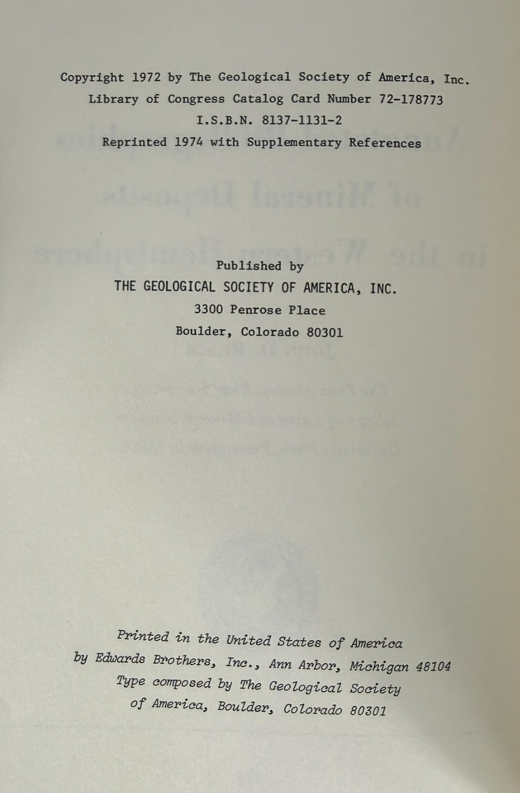 GSA MEMOIRS 108 & 131 1968–1972 Coprolites Mineral Deposits HC Lot