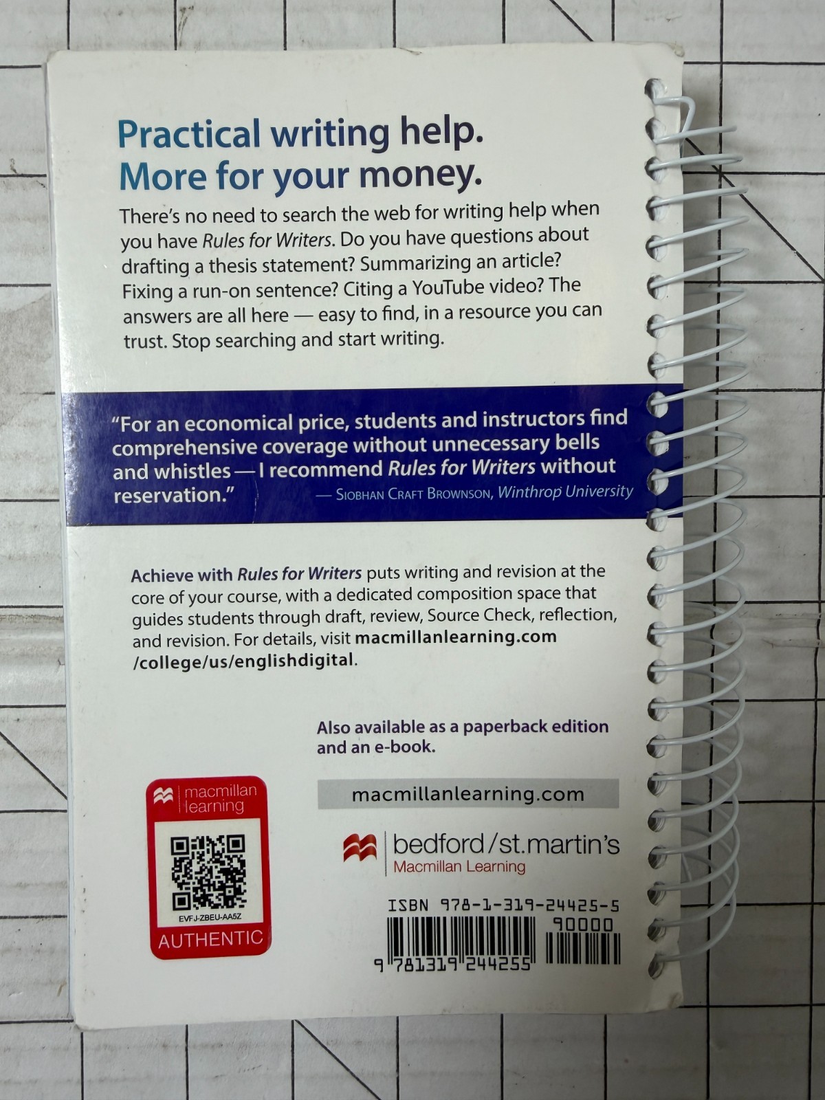 Rules for Writers 10th Edition by Diana Hacker and Nancy Sommers 2021, Spiral