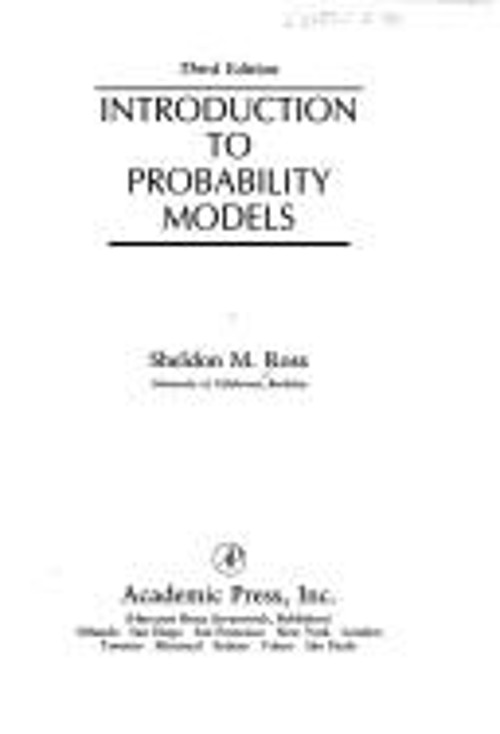 An Introduction to Probability Models Hardcover Sheldon M. Ross
