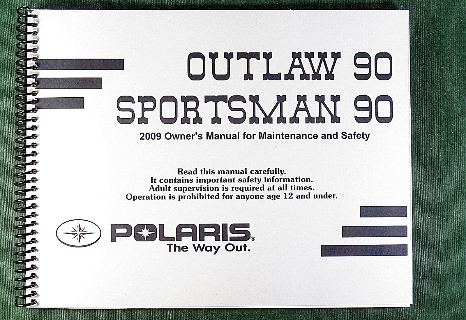 2009 Polaris Outlaw 90 ATV Owner’s Manual: 192 Pages & Protective Covers!
