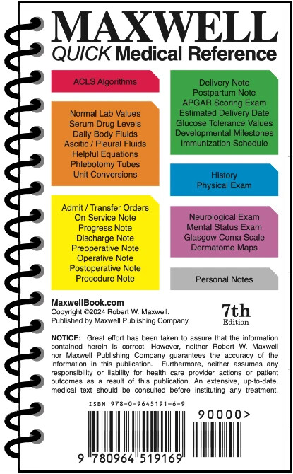 Maxwell Quick Medical Reference Pocket, 7th Edition Spiral-bound