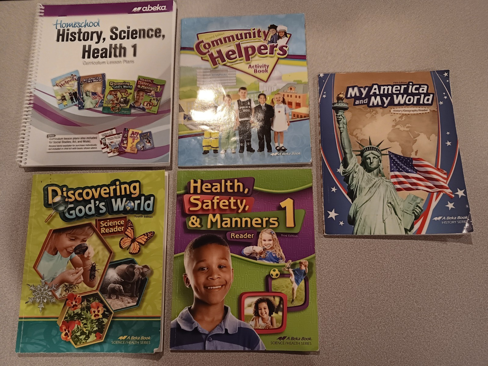 Abeka 1st Grade History, Science, Health, Community Helpers and Lesson Plans