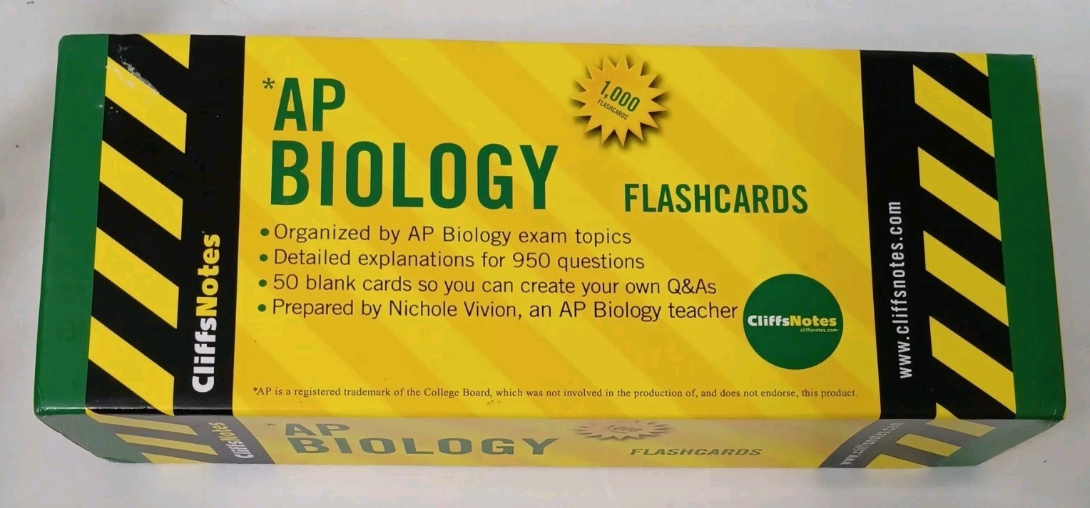 AP Biology Flashcards CliffsNotes by Nicole Vivion 950+50 blank cards. VGC!