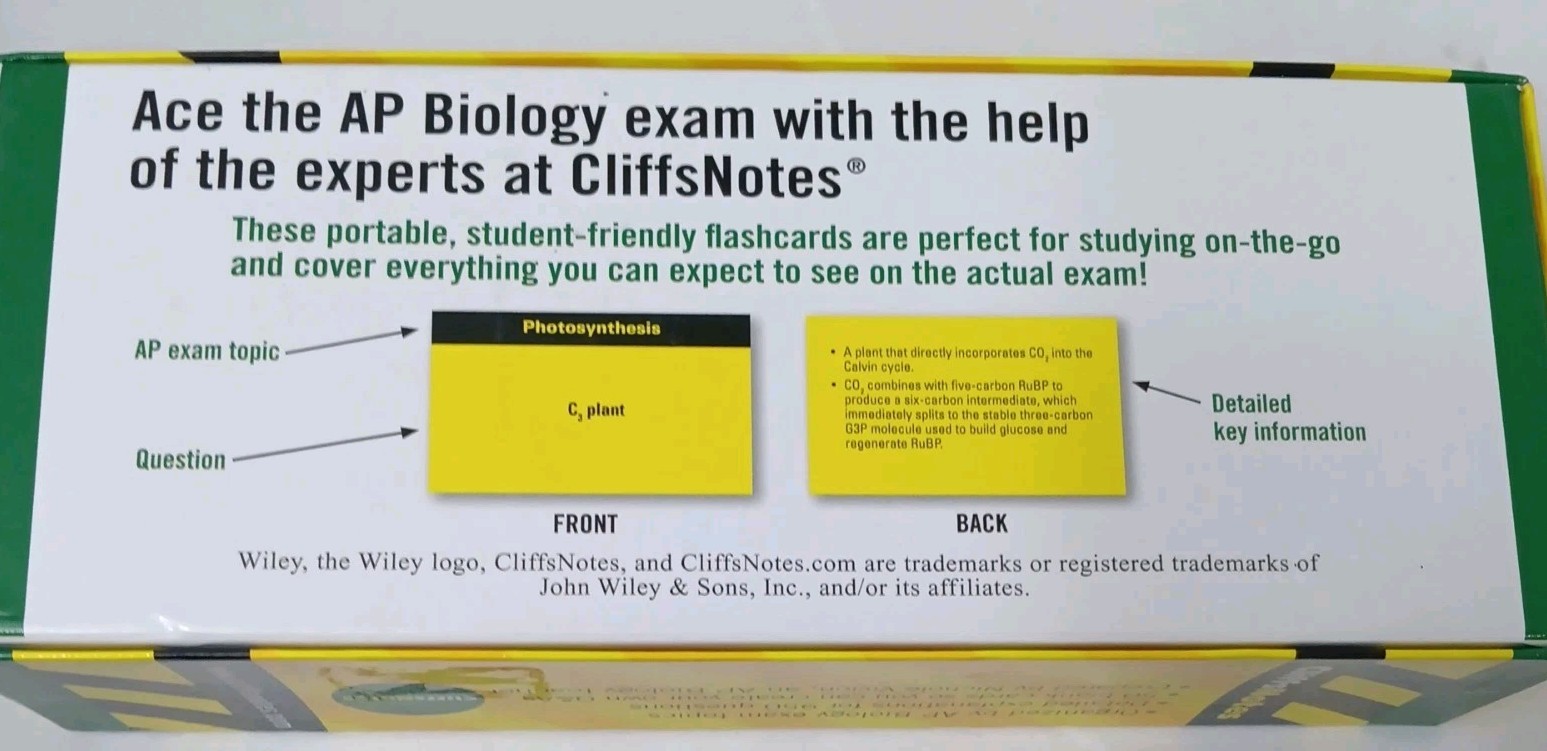 AP Biology Flashcards CliffsNotes by Nicole Vivion 950+50 blank cards. VGC!
