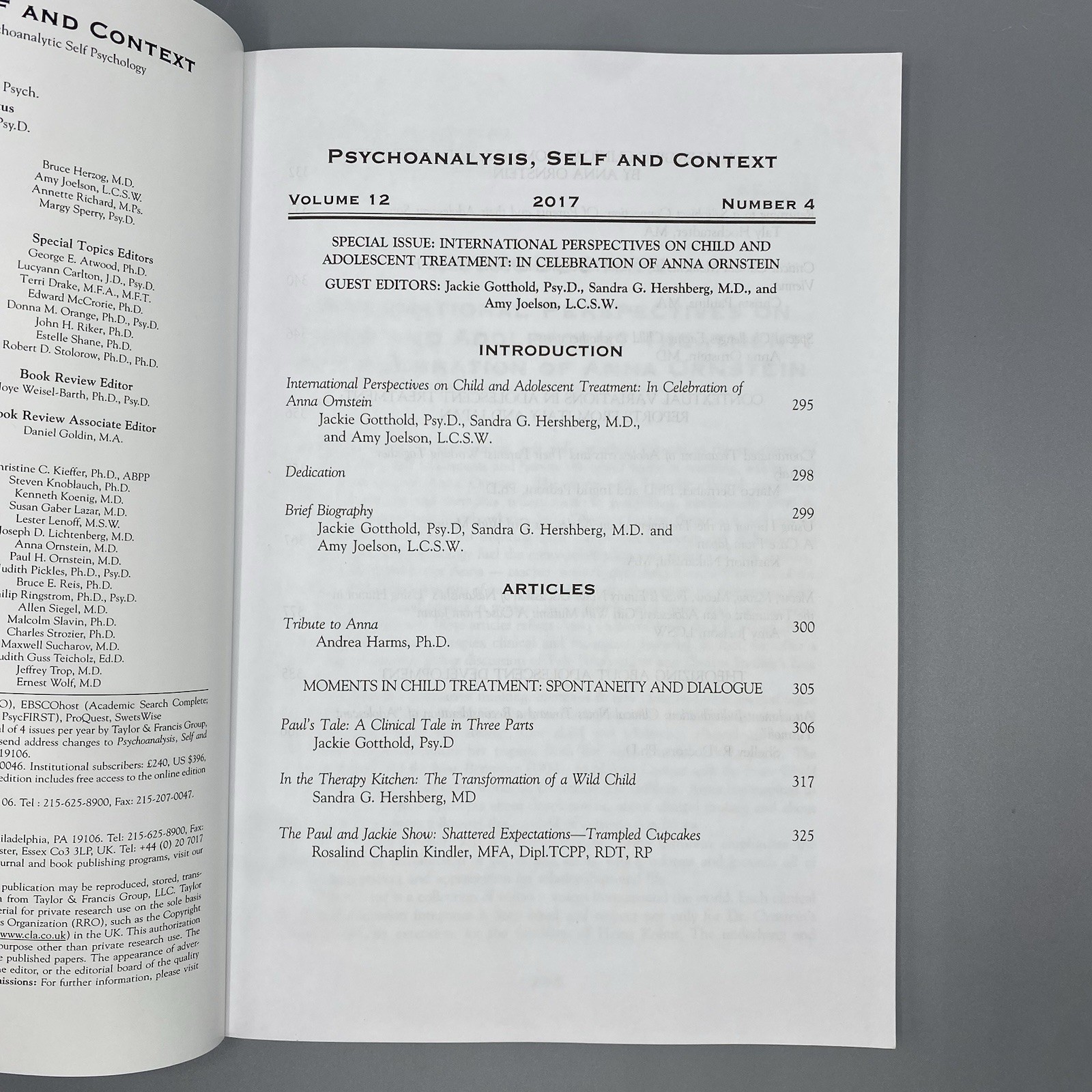 Psychoanalysis Self & Context Vol 12 No 4 2017 Child Adolescent Treatment