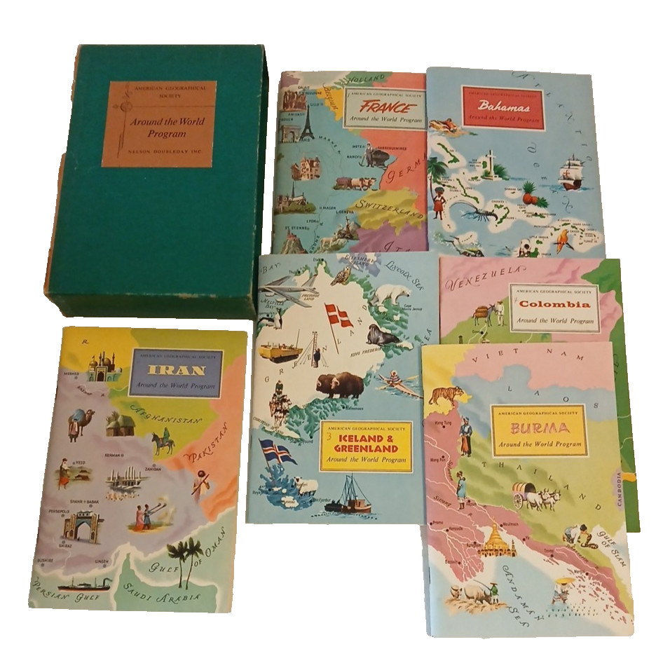 American Geographical Society “Around the World” Booklet Set w/ Sleeve – Nelson