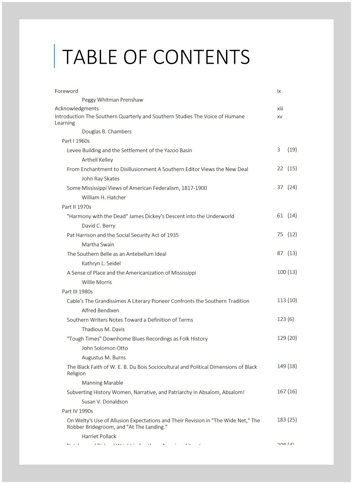 Past Is Not Dead : Essays from the Southern Quarterly, Paperback by Chambers,…