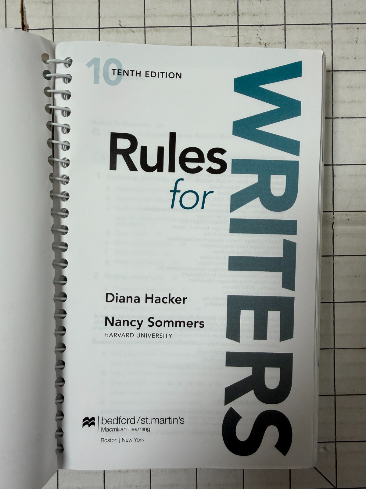 Rules for Writers 10th Edition by Diana Hacker and Nancy Sommers 2021, Spiral