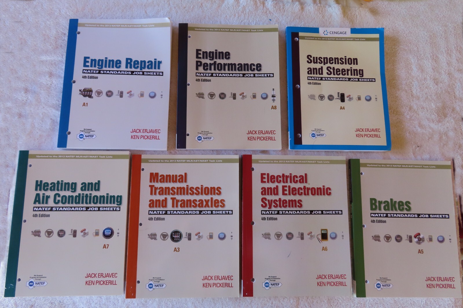 Lot of SEVEN ASE NATEF Standards Job Sheets Books (see description)