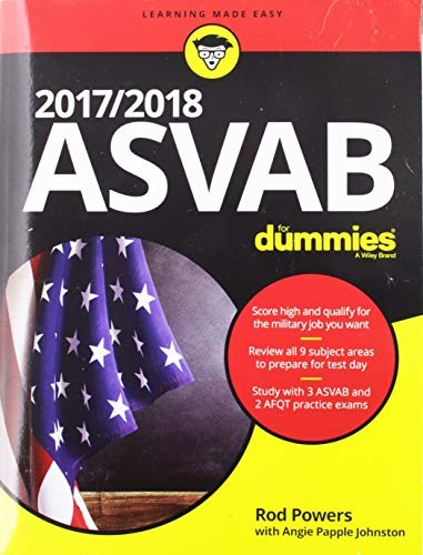 2017 / 2018 ASVAB FOR DUMMIES By Rod Powers & Angie Papple Johnston **Mint**