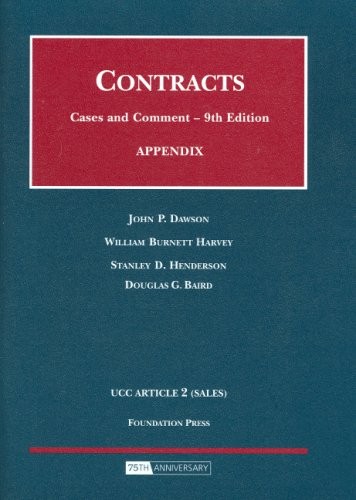 Appendix to Contracts, Cases and Comment (Selected Statutes)