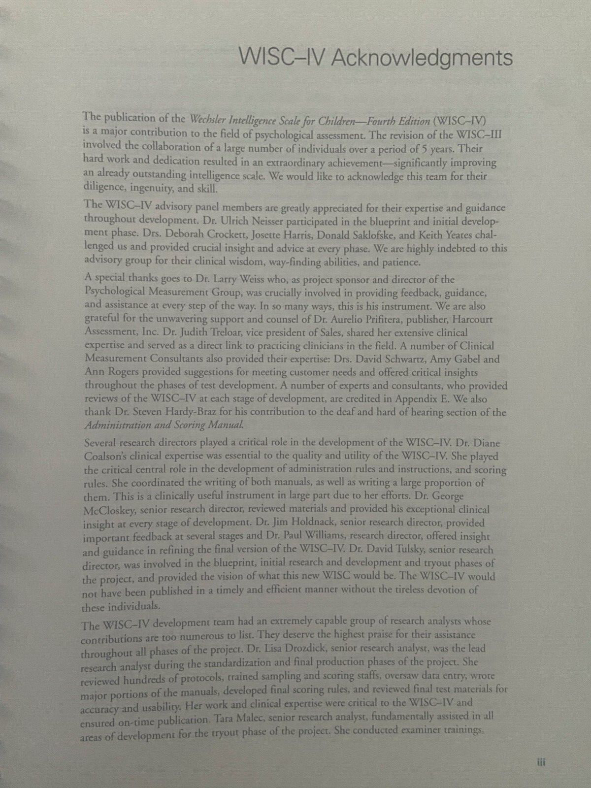 WISC-IV Integrated Technical and Interpretive Manual by David Wechsler 4th Ed.
