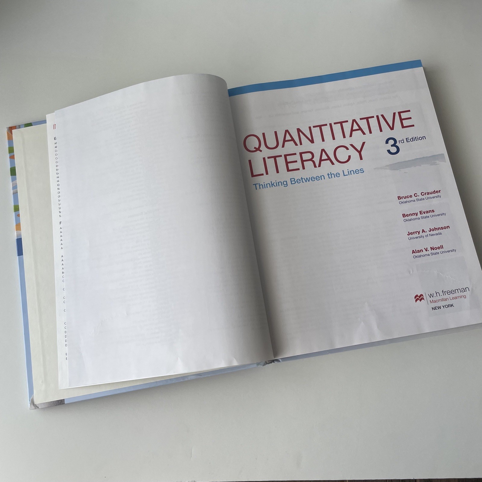 Quantitative Literacy Thinking Between Lines 3rd Ed. Crauder, Evans Hard Cover
