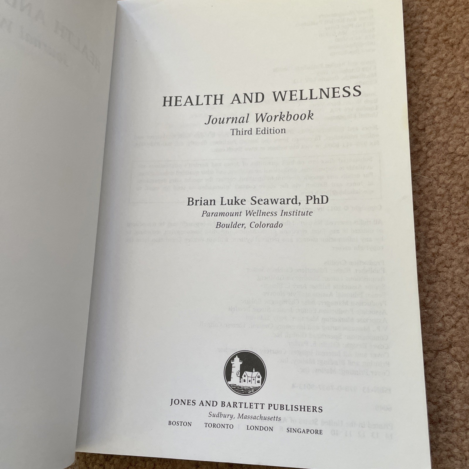 Health And Wellness Journal – Paperback By Seaward, Brian Luke – GOOD