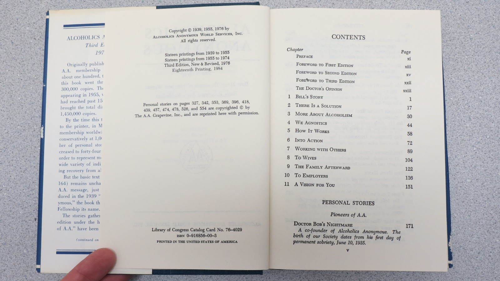 Alcoholics Anonymous – Third Edition – 1976 18th printing – Hardcover