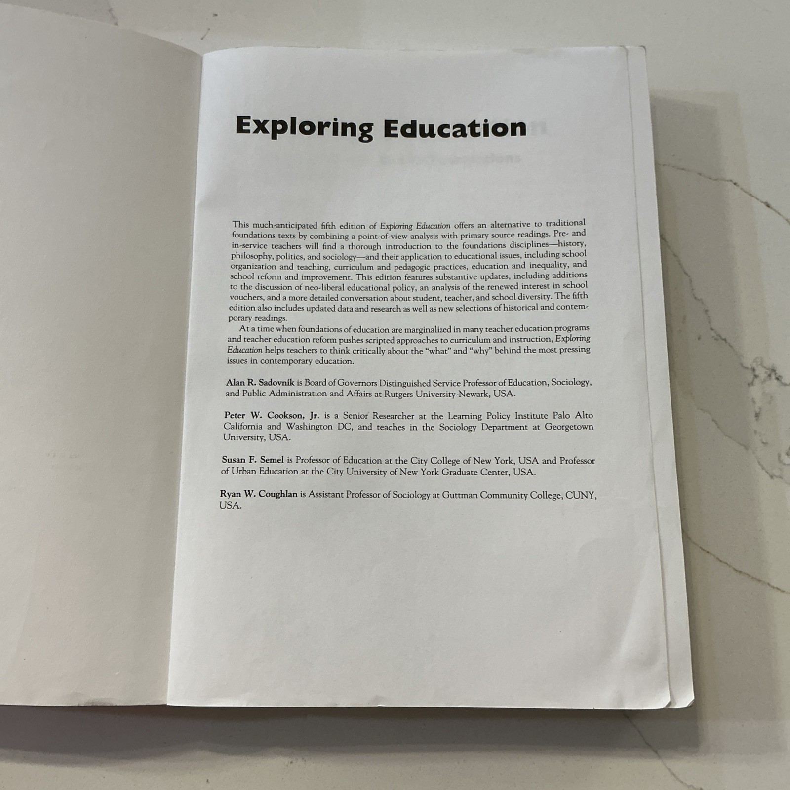 Exploring Education: An Introduction to the Foundations of Education by Sadovnik