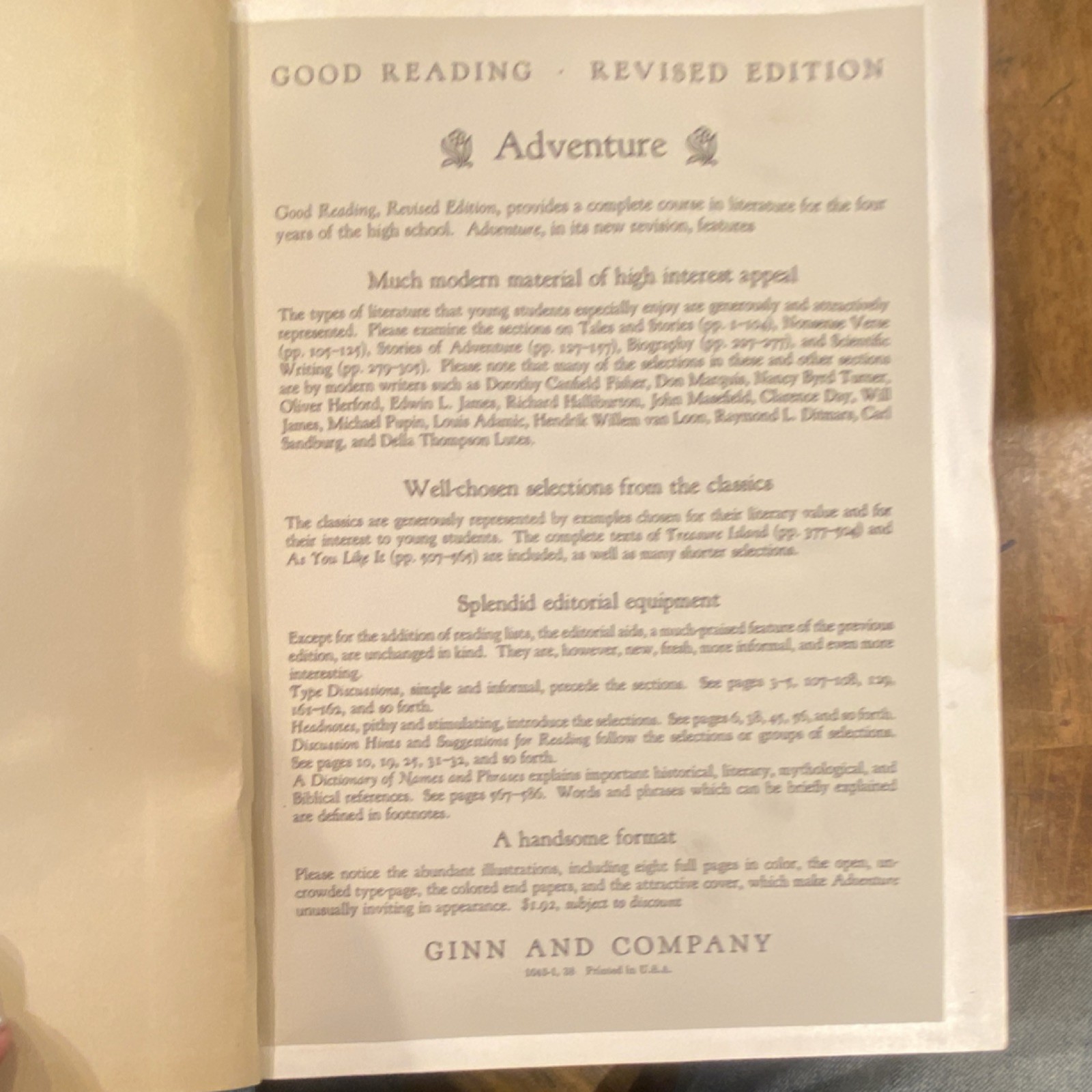 Ginn Adventure Good Reading Revised Edition Anthology by Cross High School