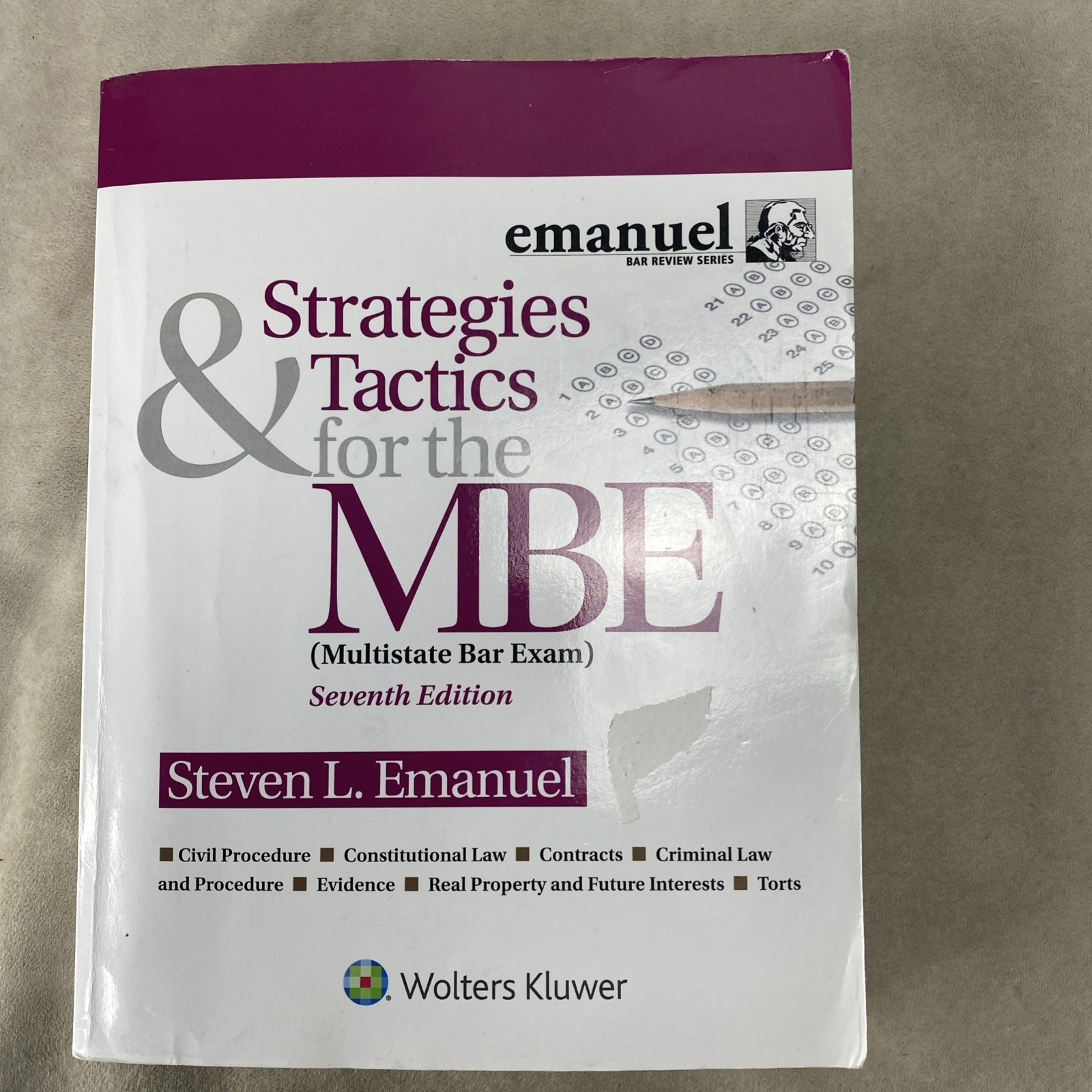 Strategies & Tactics for the MBE (Bar Review), USED-Very Good, Steven Emanuel