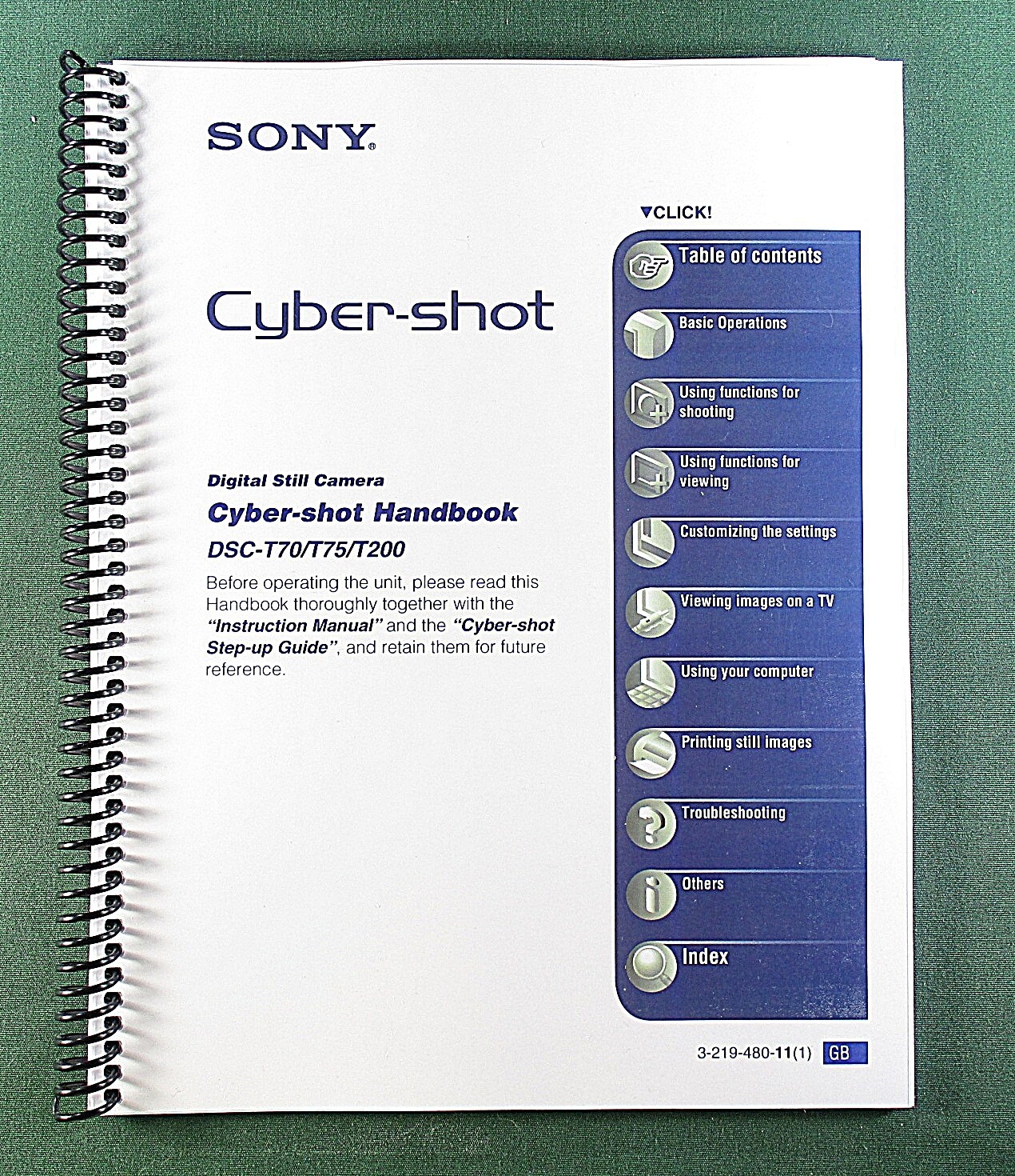 Sony DSC-T70/T75/T200 Handbook Manual: Full Color 131 Pages & Protective Covers!