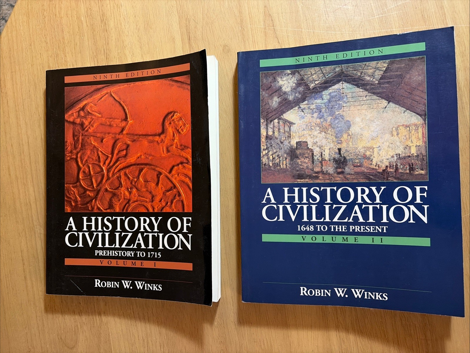 A History of Civilization Vol 1 & 2 Robin Winks 9th Ed Prentice Hall Two Vol Set