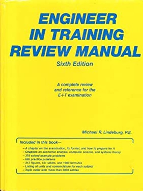 Engineer-in-Training Review Manual Hardcover Michael R. Lindeburg