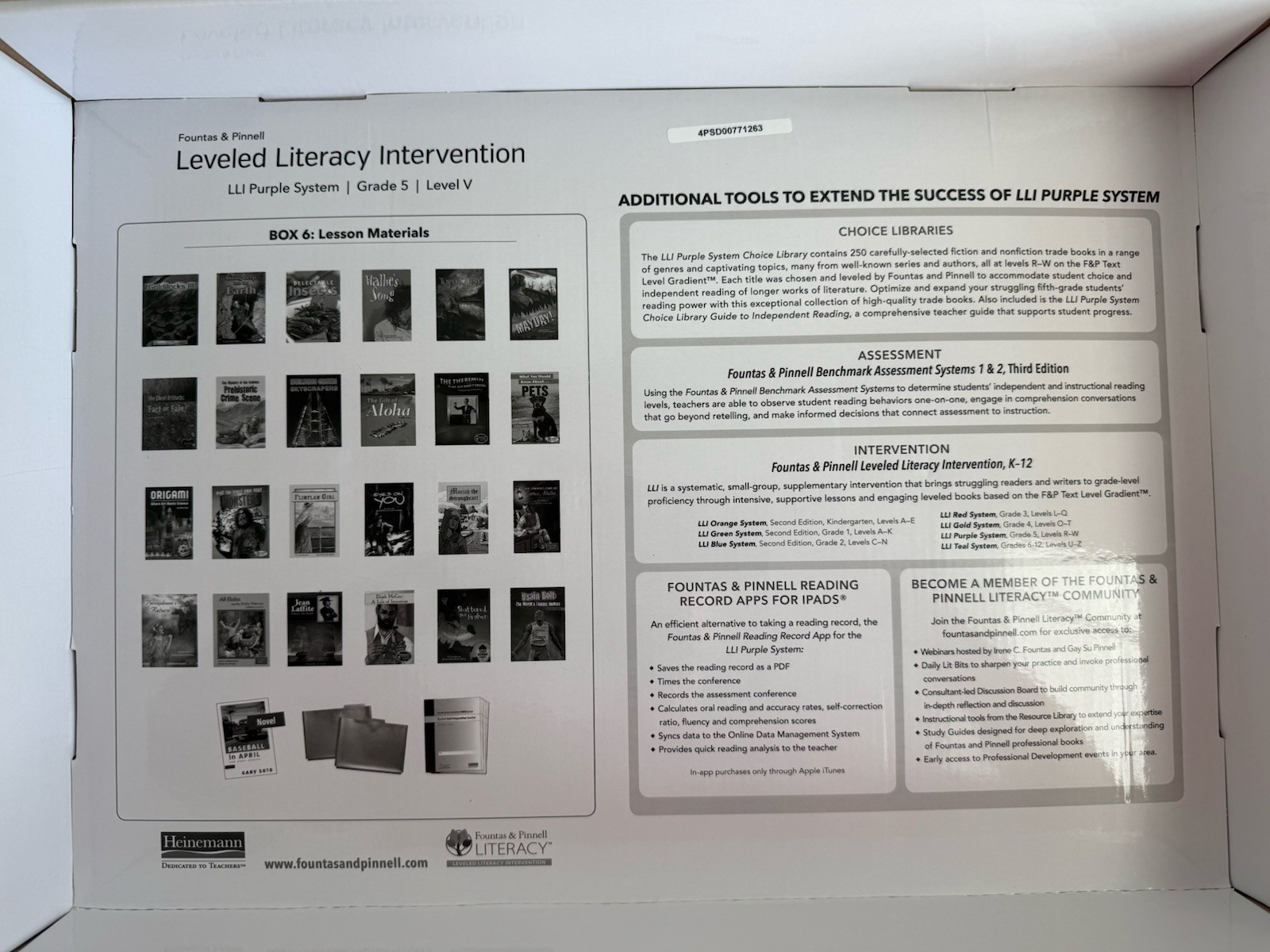 Heinemann Fountas & Pinnell LLI Purple Box 6 Level V Lessons 137-170 Kit