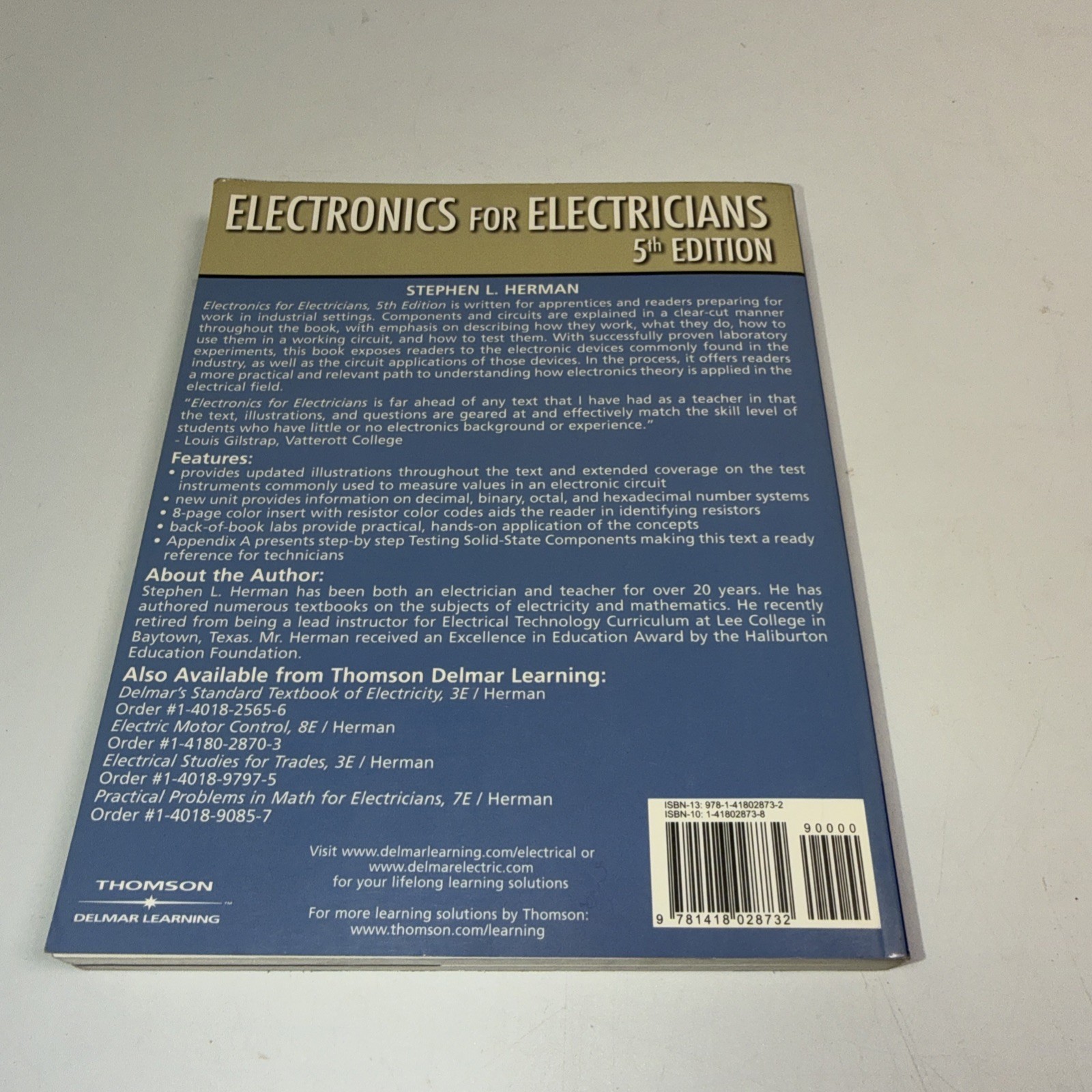 ELECTRONICS FOR ELECTRICIANS ~ Stephen L. Herman ~ 5th Edition