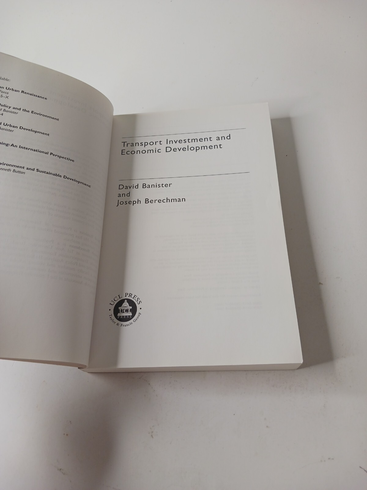 Transport Investment and Economic Development by David Banister TPB (2000)