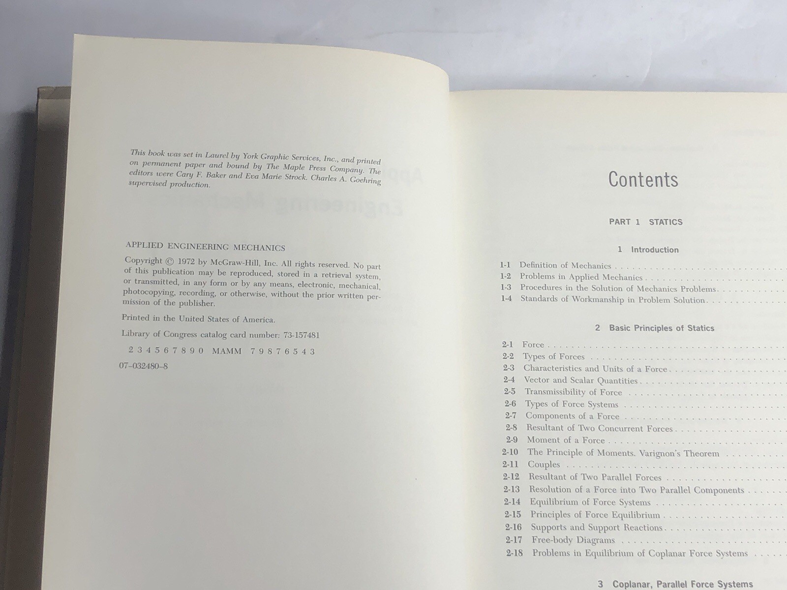 Applied Engineering Mechanics By Jensen & Chenoweth ~ 1972