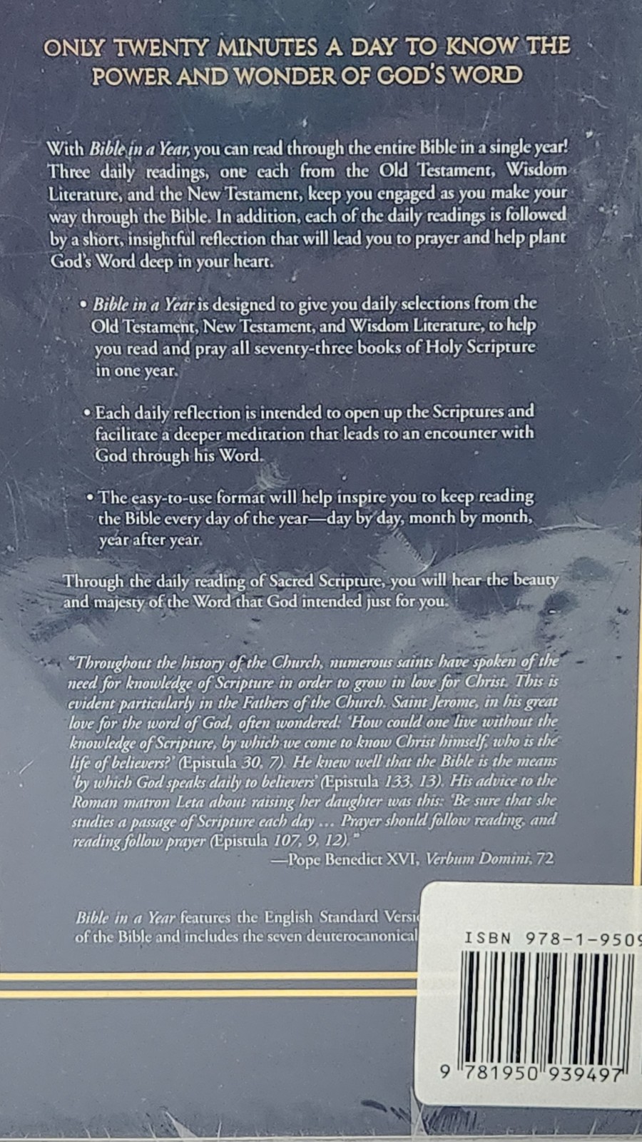 Bible in a Year – ESV Catholic Edition – Navy Bonded Leather Augustine Institute