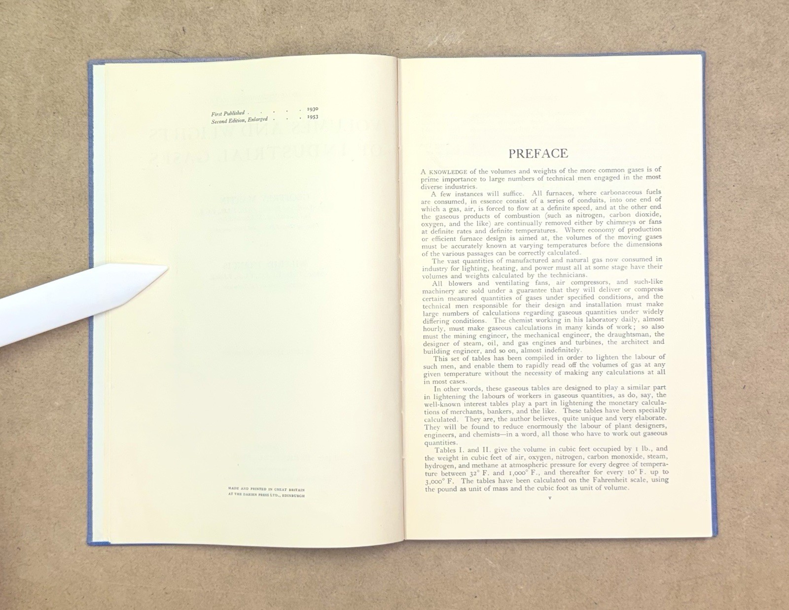 LANL Copy! Vintage 1953 Volumes & Weights of Industrial Gases by Martin HC