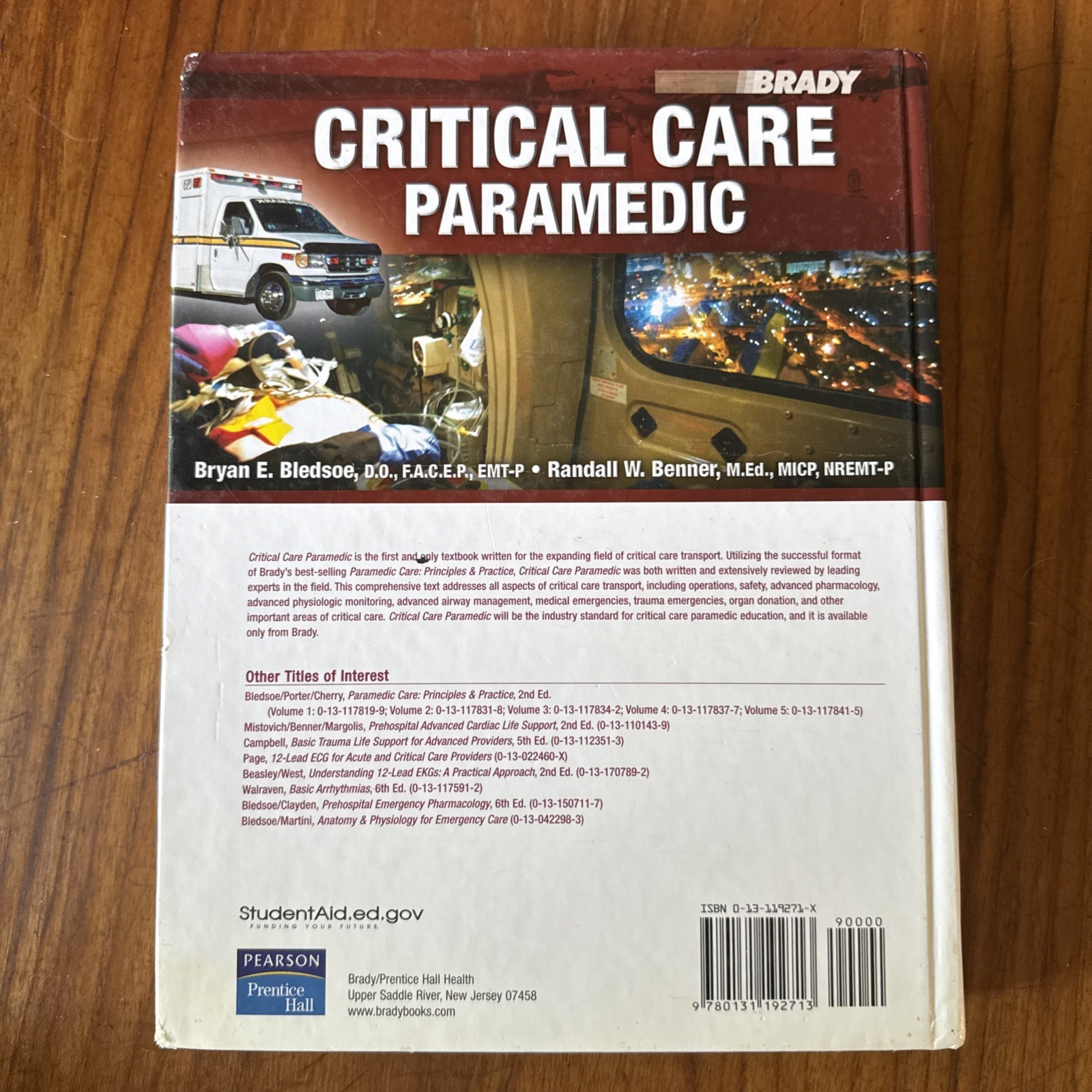 Brady Critical Care Paramedic Textbook GOOD 9780131192713