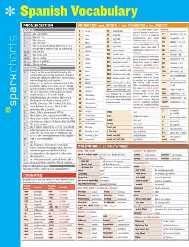 Spanish Vocabulary SparkCharts – Pamphlet, by SparkNotes – Very Good