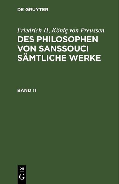Des Philosophen Von Sanssouci S?Mtliche Werke