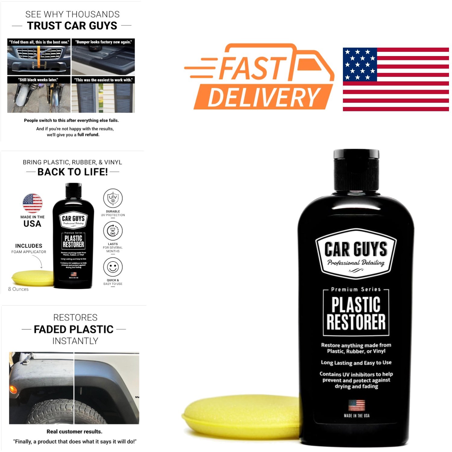 Rubber Vinyl Plastic Restorer 8 Oz Long Lasting Protection Against Elements
